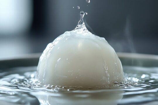 Japanese dessert mochi cake with raindrop water