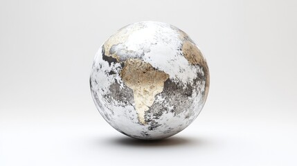 A metallic-looking planet with reflective silver and gold surfaces, floating on a clean white background.