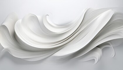 Striking White Brush Stroke on White Background Wavy, Curved Artistic Expression in Monochromatic...