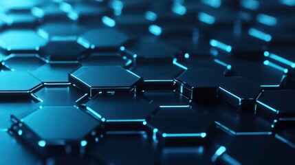 Abstract light blue background with hexagon shapes for a medical technology presentation