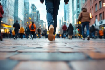 Uma cidade movimentada com pessoas circulando