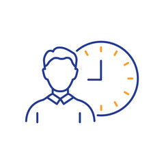 Business project deadline line icon. Working hours or Time management sign. Colorful outline concept. Blue and orange thin line color icon. Working hours Vector