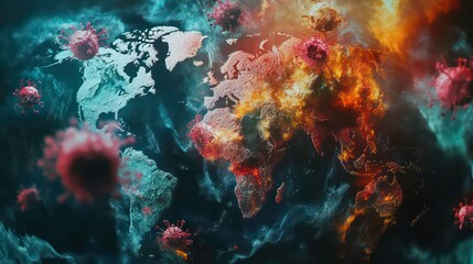 AI technology predicting COVID-19 outbreak patterns on a world map