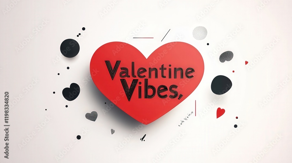 Fototapete red heart logo with black letters in a minimalist sans-serif style spelling 