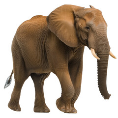 Obraz premium realistic elephant standing on transparency background, showcasing its large size and distinctive features. majestic animal exudes strength and grace, captivating viewers with its presence