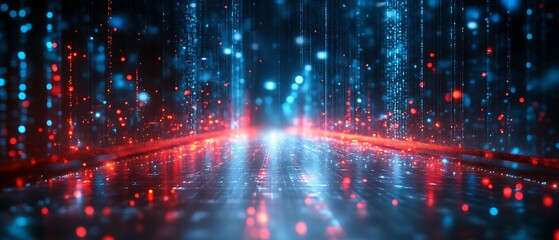 Abstract red and blue digital data stream.