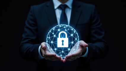 Businessman Presenting Global Network Security