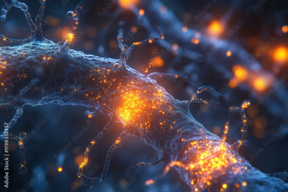 Poster exploring molecular interactions between microbes in a vivid close up representation. generative ai
