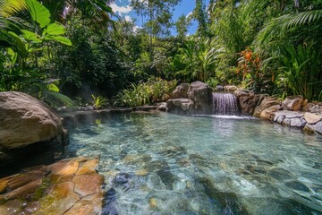 Naklejka premium Natural mineral water in park hot springs