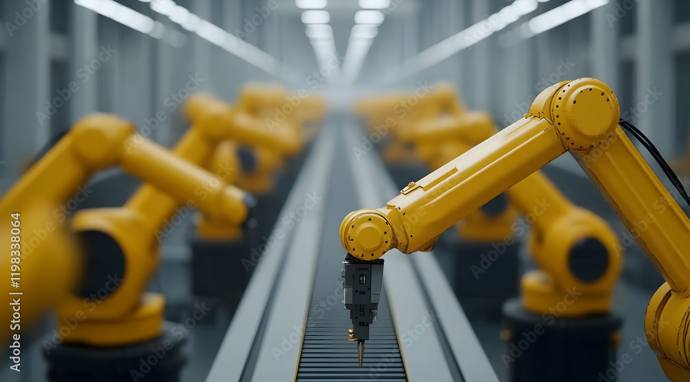 Aufkleber a close-up of a robotic arm in a modern factory setting, showcasing automation technology and precis