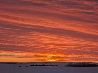 fiery sunset over the sea