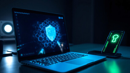 Working station computer laptop and gadget with security protocol - Cyber security