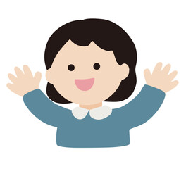 手を挙げて喜ぶ女の子のベクターイラスト
