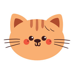 hand drawing cartoon cat head. cute animal drawing, doodle for sticker and icon