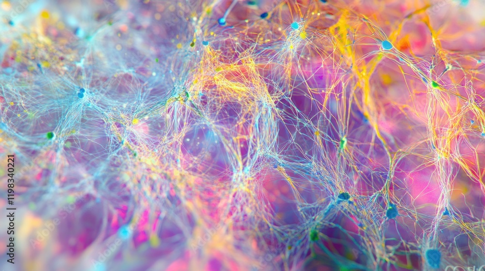 Poster abstract neural network visualization: a kaleidoscope of color and connection