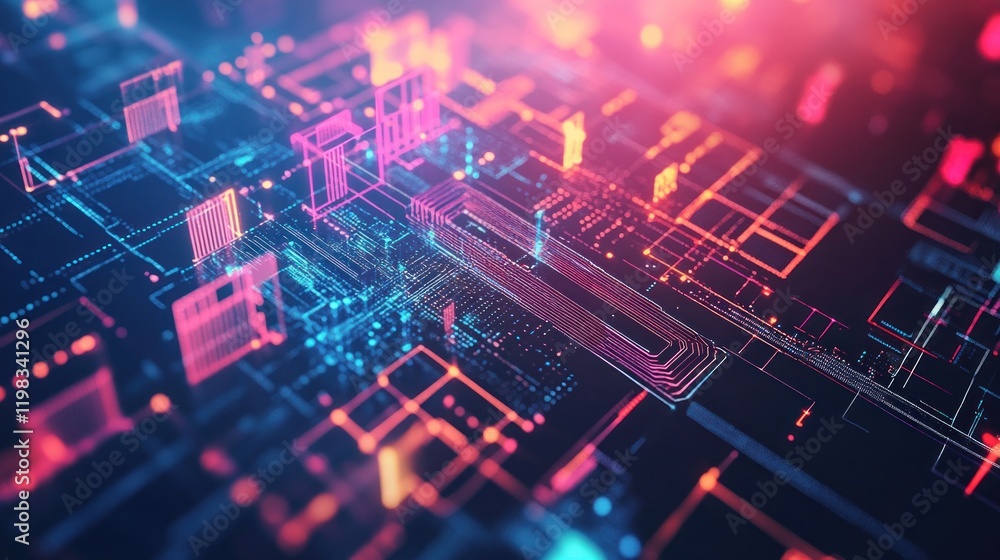 Poster abstract digital circuitry: a visual representation of modern technology
