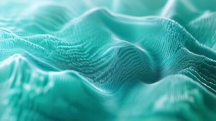 Abstract teal wavy surface with textured pattern.