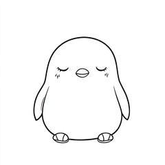 Sleeping penguin illustration, white background, children's book, coloring page