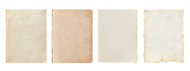 PNG Vintage paper textures collection on transparent background