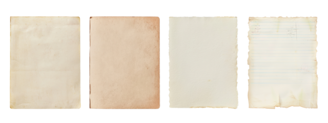 PNG Vintage paper textures collection on transparent background