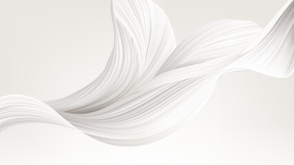 Minimalist abstract background, abstract artwork featuring a flowing, organic form in a soft white. The delicate lines and subtle curves create a sense of ethereal elegance and movement, evoking a sen © momosama