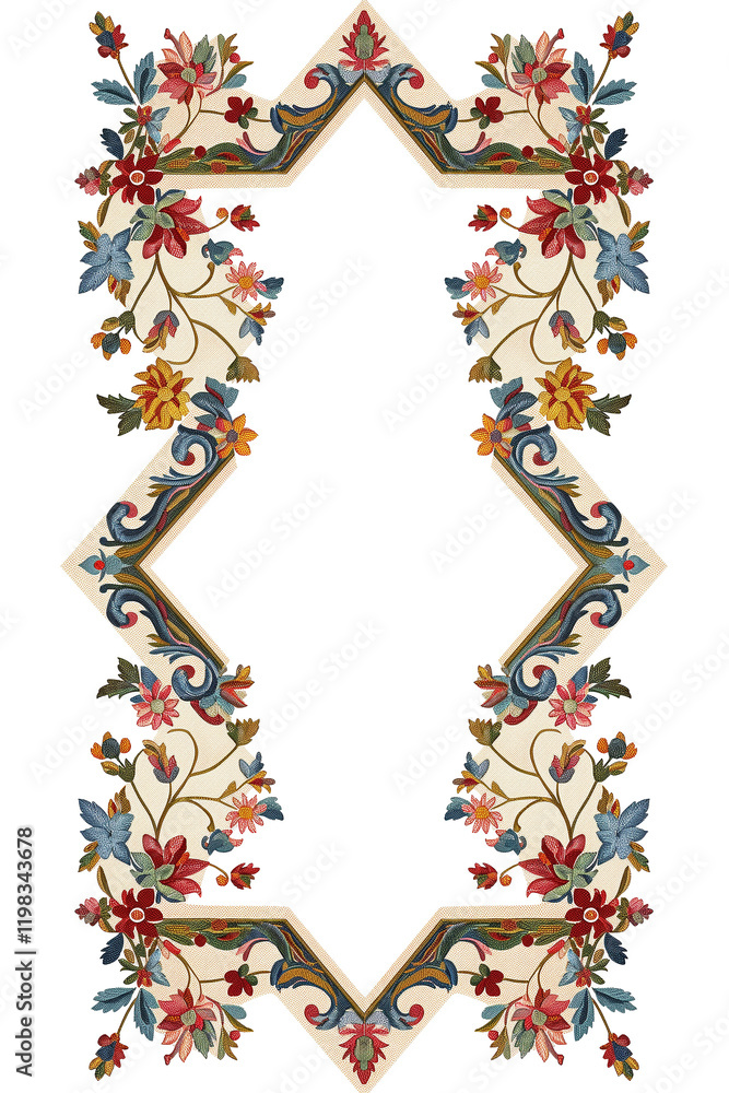 Poster elegant floral border design creating a vertical frame with copy space