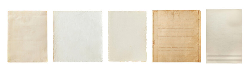 PNG Vintage paper textures collection on transparent background