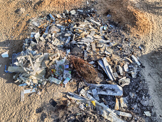 construction site rubble garbage aerial view left behind after finishing work