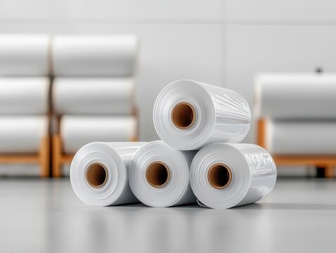 Plastic films being rolled for packaging industries