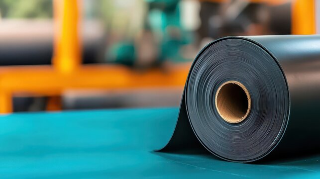 Synthetic rubber sheets rolling off industrial presses