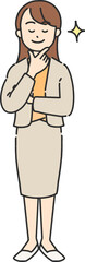 自信がある若いビジネスウーマンの全身イラスト