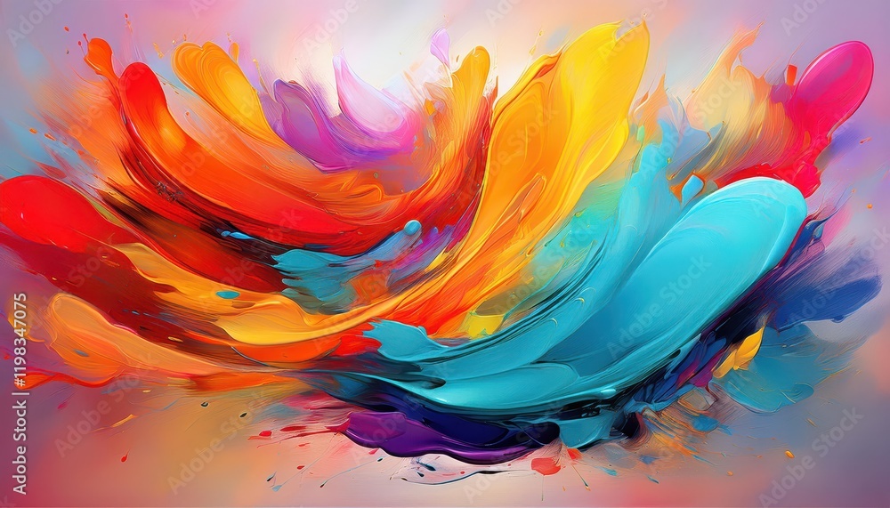 Poster dynamic abstraction pulsating brushstroke artwork in vibrant colors, showcasing expressive textures 