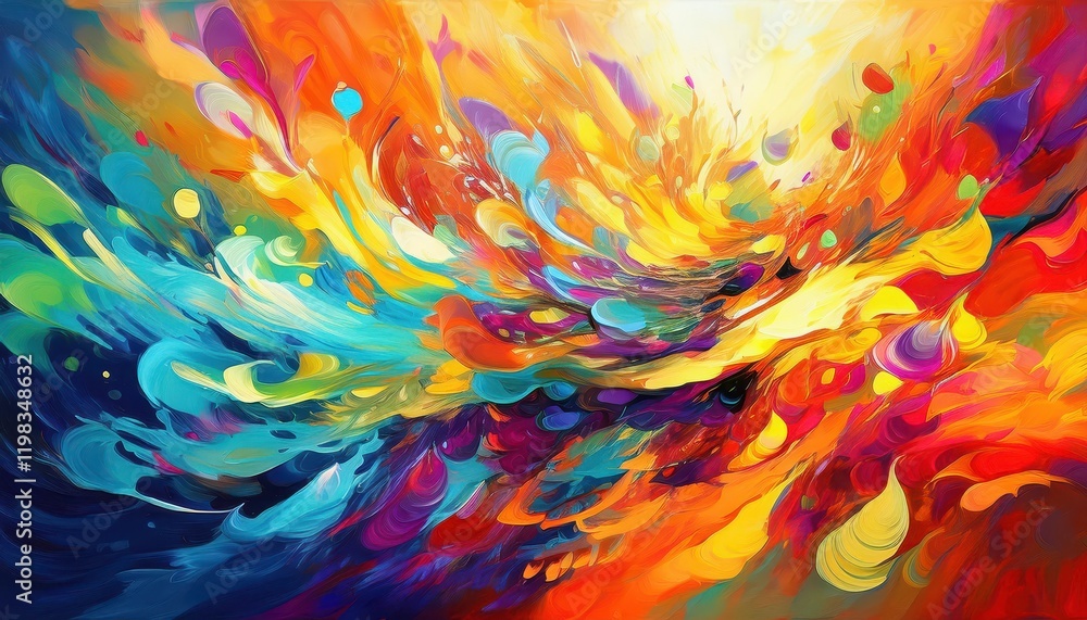 Poster striking abstract artwork a vibrant exploration of color and form, showcasing intricate layers and t
