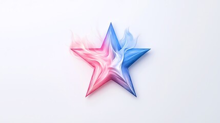 Obraz premium A colorful star graphic blending pink and blue hues against a light background, symbolizing creativity and inspiration.