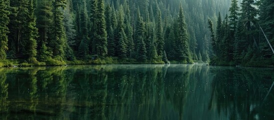 Tranquil Forest Reflecting in a Still Lake
