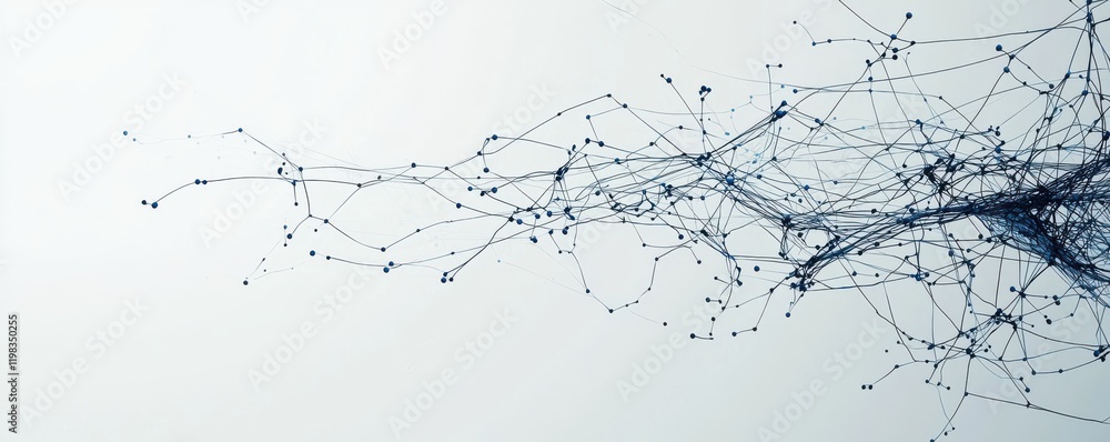 Poster abstract lines and nodes representing digital connectivity.