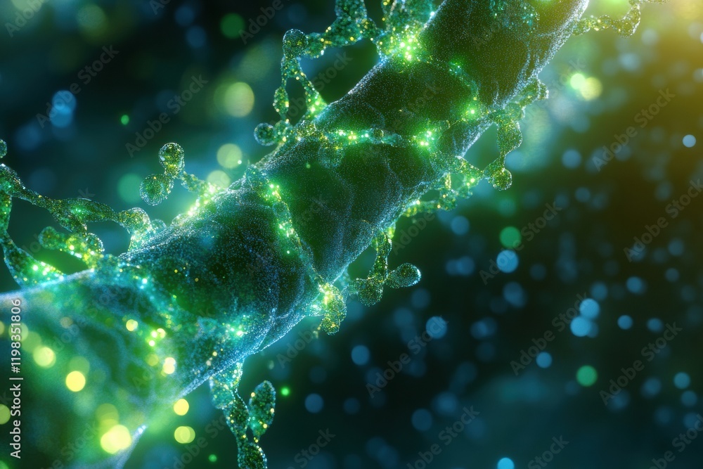 Leinwandbilder close up view of molecular interactions between microbes under microscope light conditions. generati