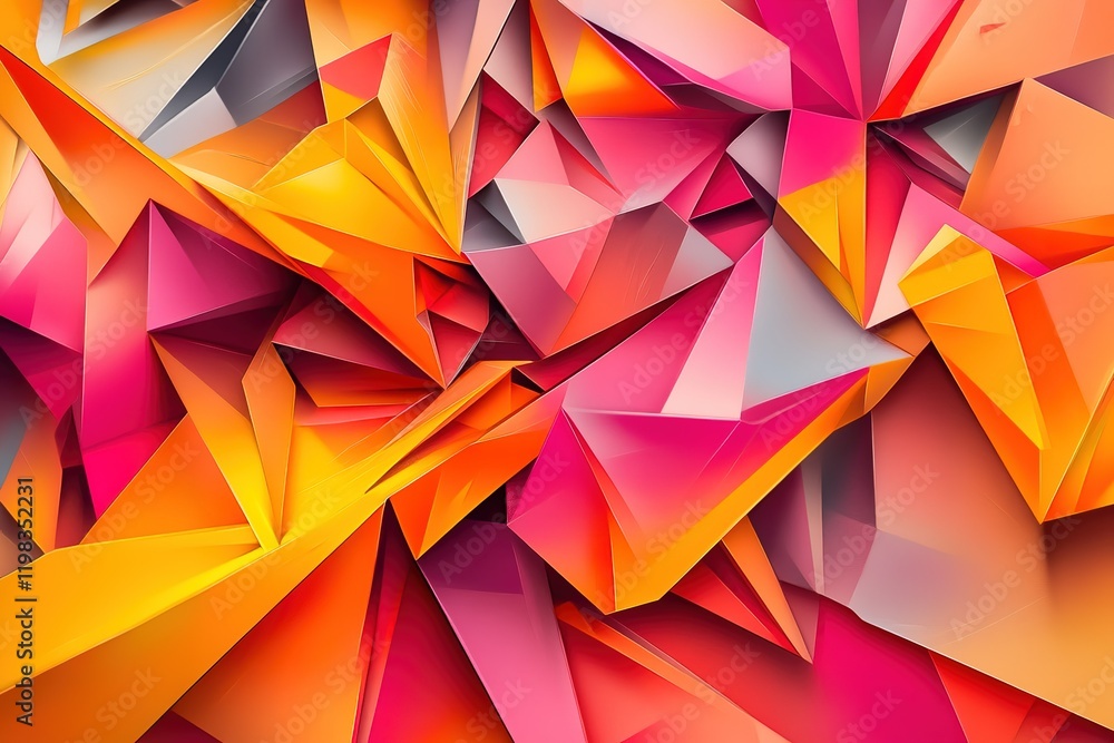 Poster colorful abstract design with triangles and squares