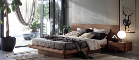 Modern Bedroom Interior Design with Wooden Bed and Natural Light