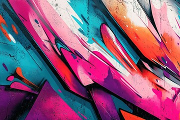 Colorful graffiti with pink, blue and orange colors