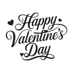 Happy Valentines Day typography design with handwritten calligraphy text, isolated on white background.