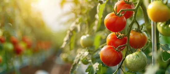 Ripe Tomatoes Growing on a Vine