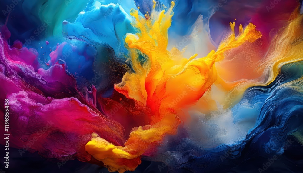 Poster exuberant paint and ink splashes in moving water at on abstract artwork capturing the energy of dyna