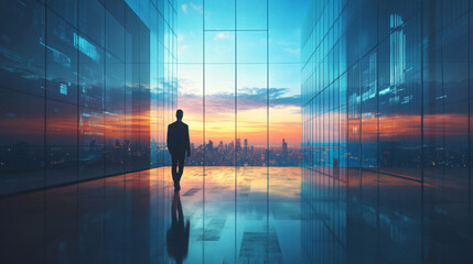 silhouette of a person, city background