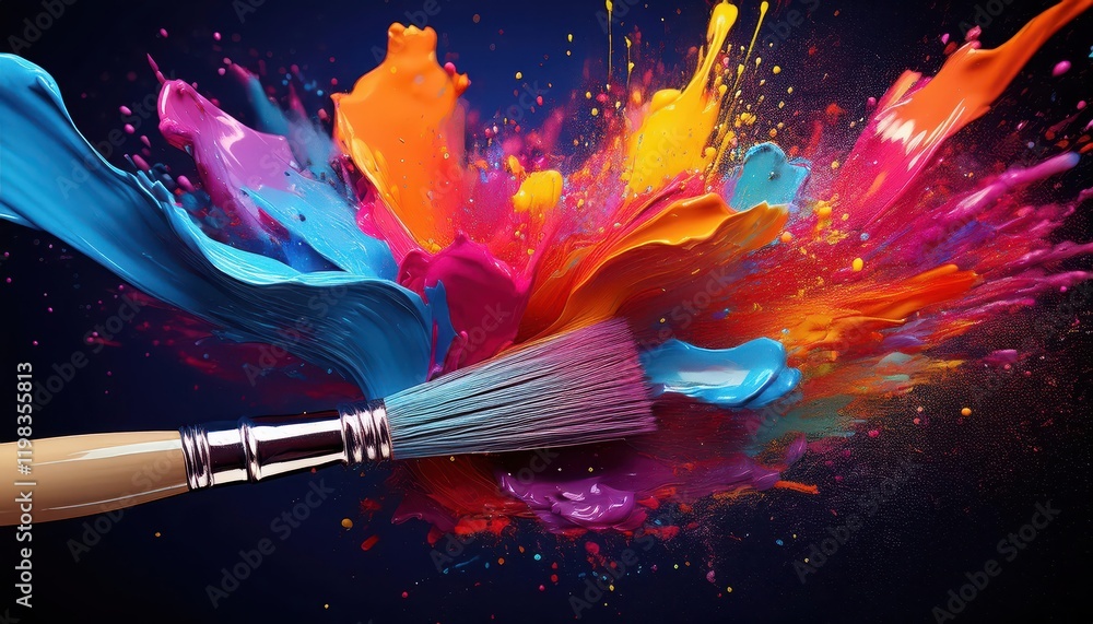 Poster vibrant paintburst a splash of colors unleashed on canvas, capturing creativity and expression in a 