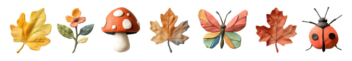 Fototapeta premium PNG Whimsical autumn nature elements on transparent background