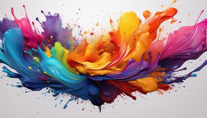 Vivid Paint Splashes Celebrating the Artistry of Color, Exploring Abstract Expressionism and Color...