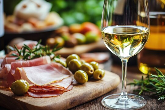 Taste Delights Iberian ham marinated olives and white wine - Powered by Adobe