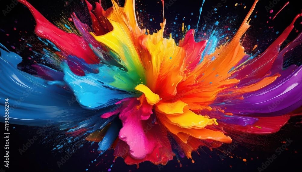Poster explosive rainbow splash a dynamic, vivid display of colors in a creative design element