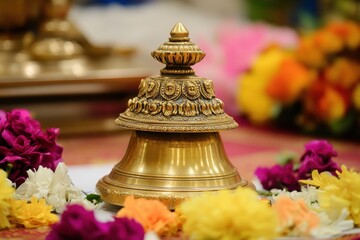 The Pooja bell produces a sacred sound during prayers to God
